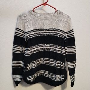 Oatmeal & Black Soft Knit Sweater